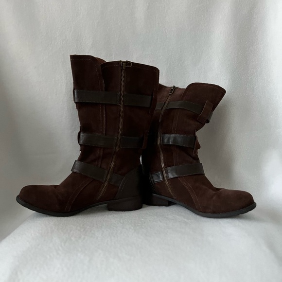 Eddie Bauer Size 7.5 Brown Leather/Textile Zippered Boots with Buckle Accents - Picture 14 of 16